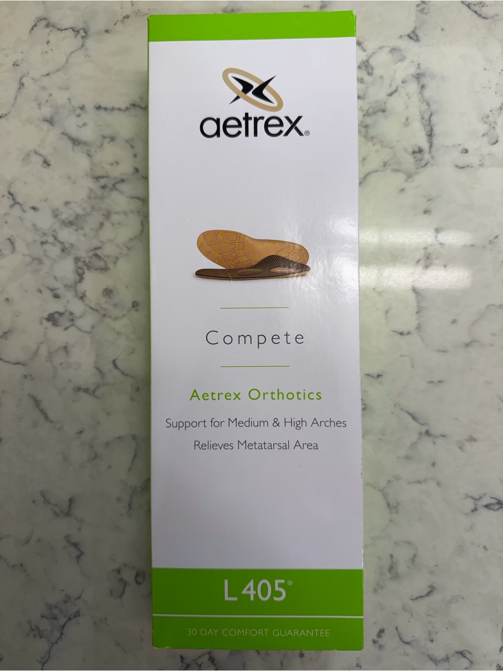 Aetrex L405 Men’s Size 10 Compete Orthotics Metatarsal Support New Open Box